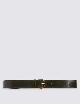 Faux Leather Round Buckle Waist Belt
